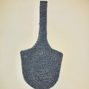 Knit Blue and White Wristlet Wrist Bag Purse w/ Snap Closure Vintage 1990s Y2K